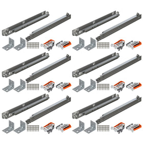 Blum Tandem Plus kit contents shown for quick, organized installation.