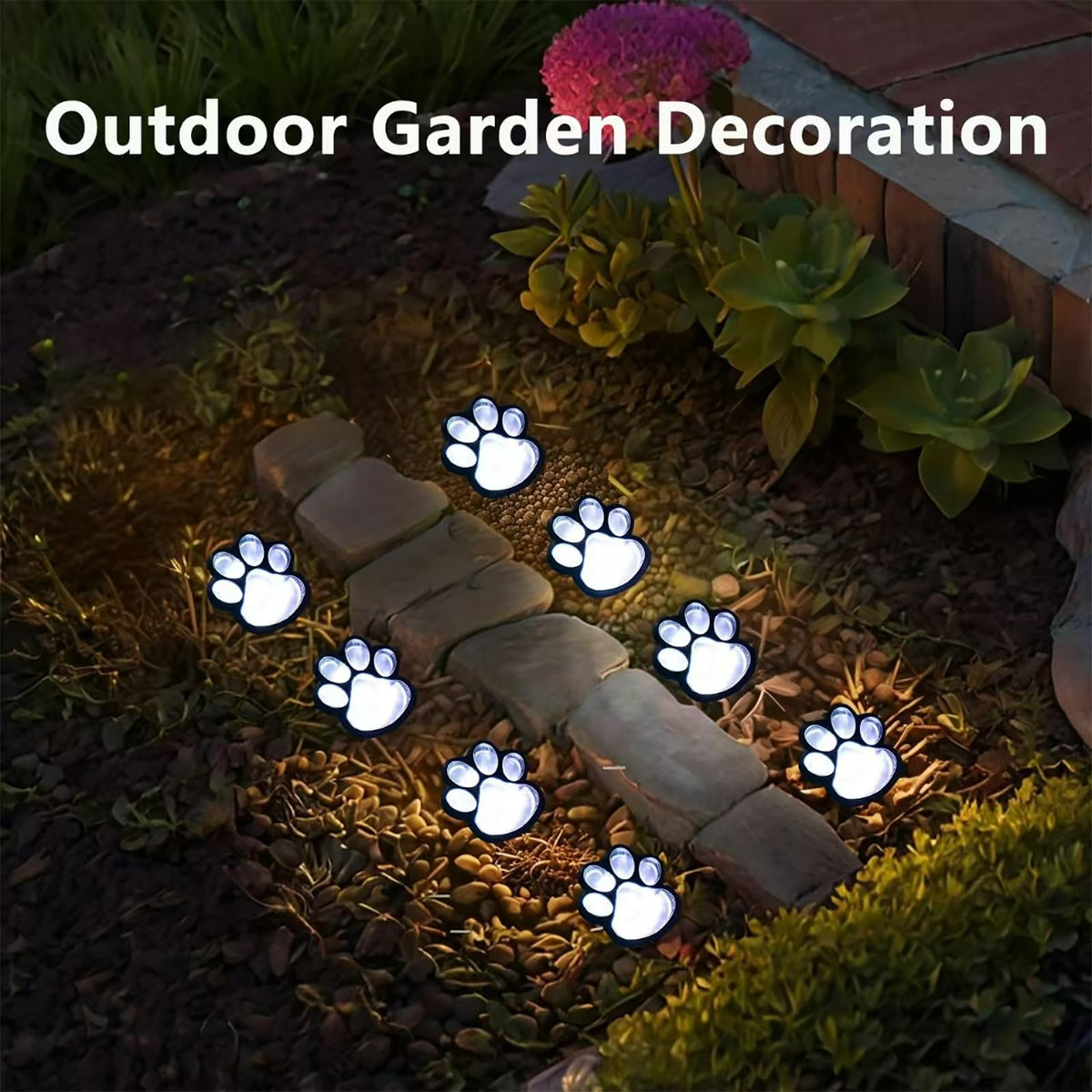 Blunem paw print solar light marks garden paths with charm.