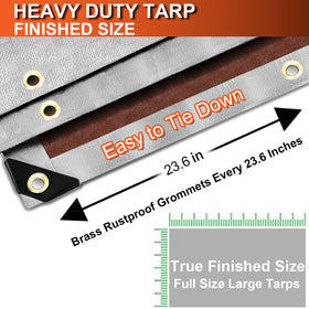 Bluyard all-weather tarp coverage demonstrates sun, rain, and snow protection.
