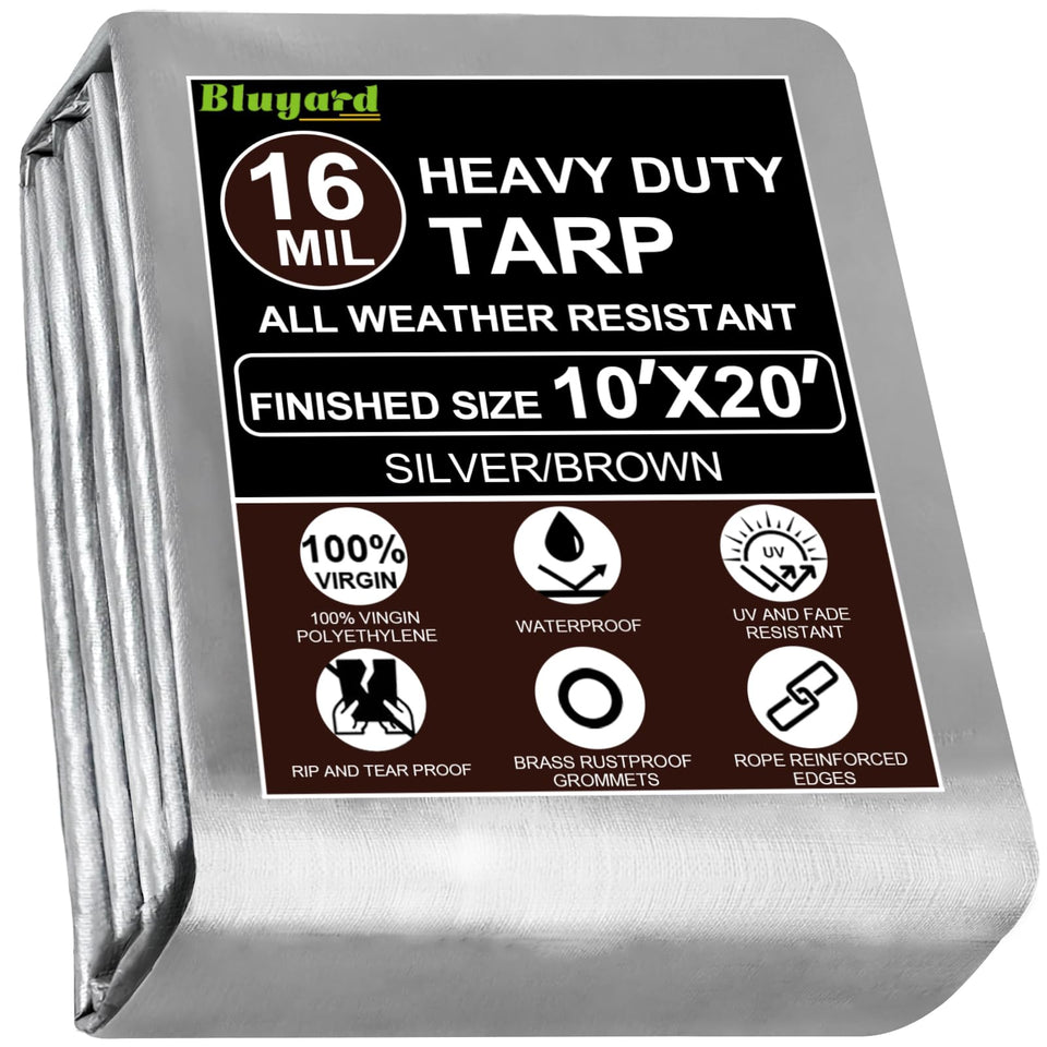 Bluyard 10x20ft heavy-duty tarp overview for outdoor protection.