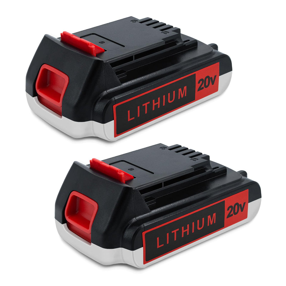 Bmcot 2-pack 20V battery front view highlighting extended run time