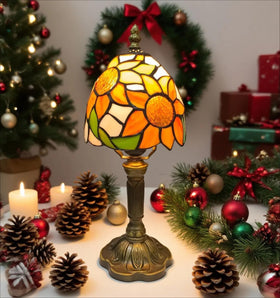 BMXKPO sunflower glass lamp adds vintage living room ambience.