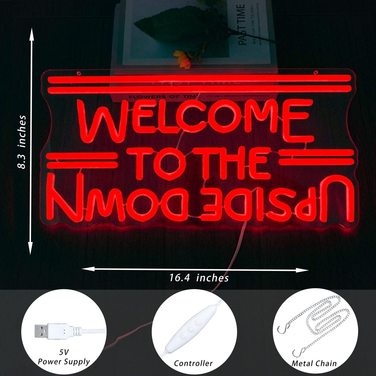 BMLOPZ Upside Down neon sign soft red glow for cozy evenings.