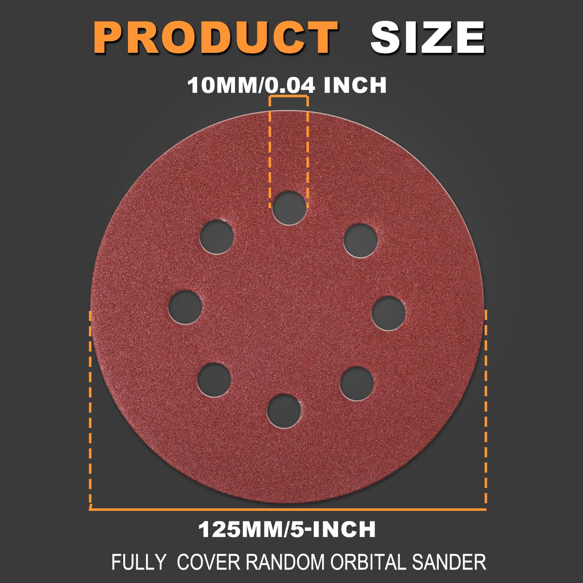 BMOTL 8-hole hook-and-loop backing keeps discs securely attached during sanding