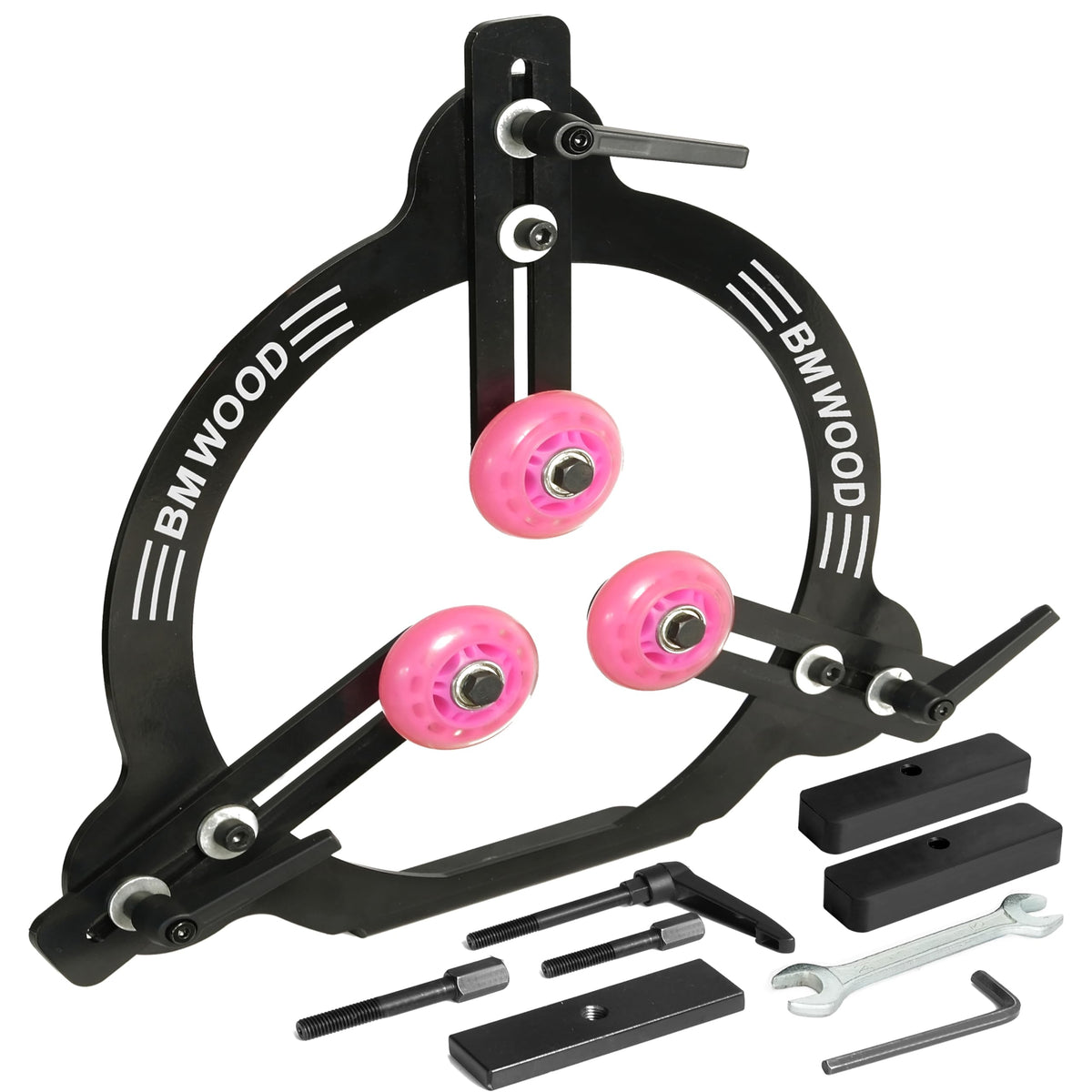BMWOOD MC-FS7 steady rest holds a 12-inch spindle for precise turning.