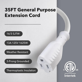 BN-LINK extension cord with 100 percent copper conductors for strong conductivity.