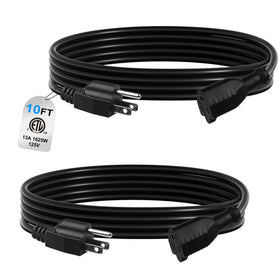BN-LINK 2-pack 10ft extension cord for outdoor use, ideal for garden lighting