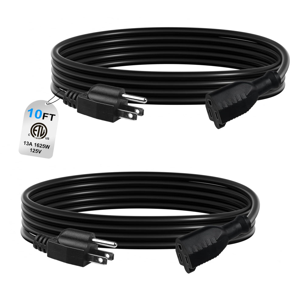 BN-LINK 2-pack 10ft extension cord for outdoor use, ideal for garden lighting