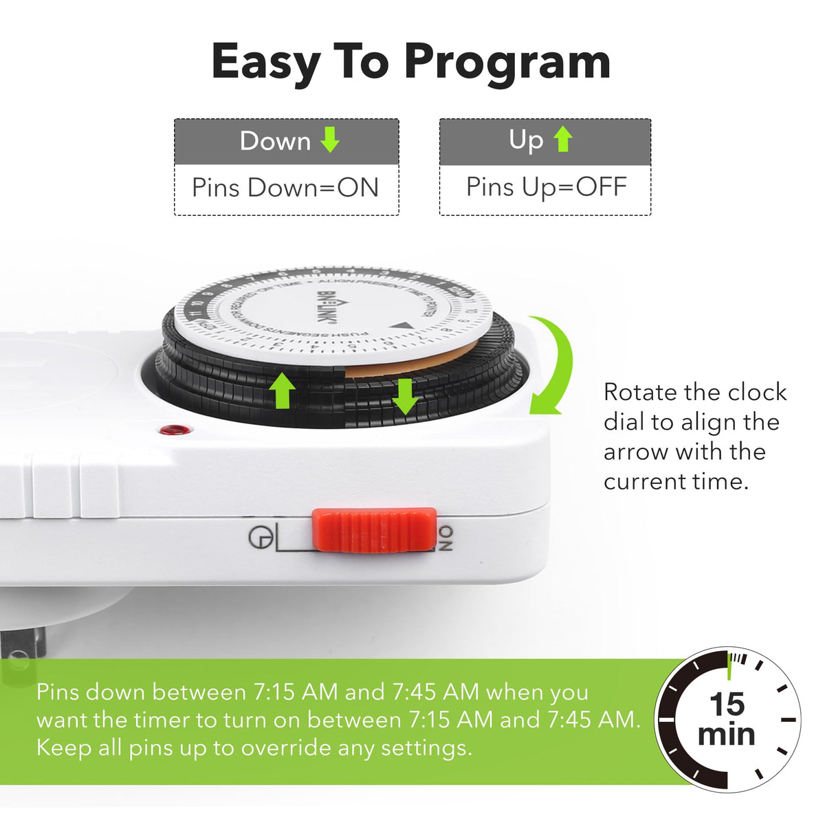 BN-LINK 24-hour timer outlet setup example powers devices automatically.