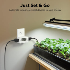 BN-LINK dual outlet timer powers lamps and fans on a schedule.