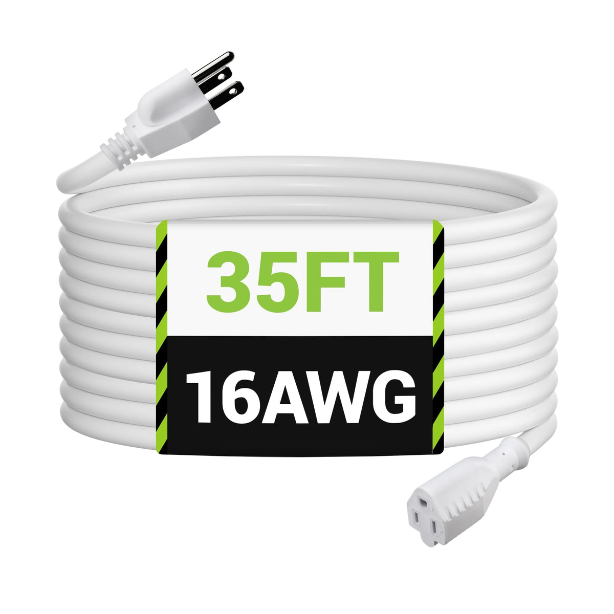 BN-LINK 35ft outdoor extension cord with 3-prong white plug for versatile outdoor power needs.