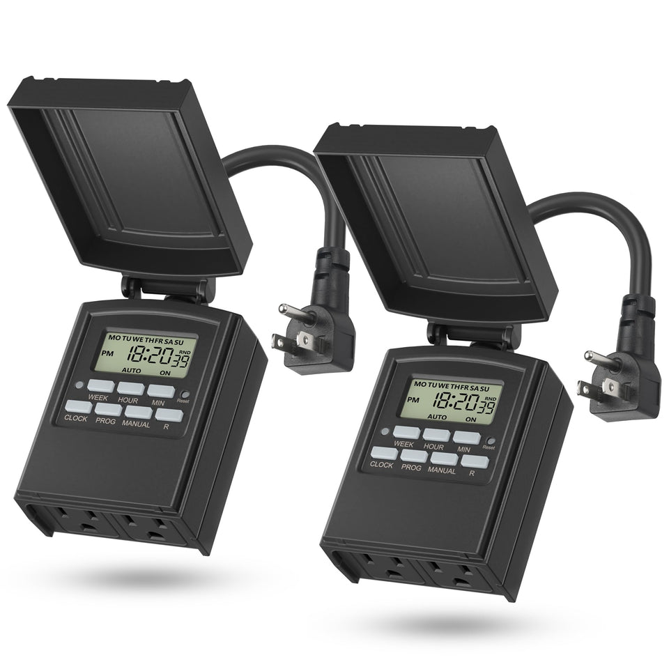 BN-LINK 7-Day Outdoor Timer with digital programming for flexible lighting schedules.