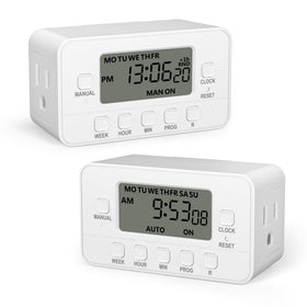 BN-LINK 7-Day timer with dual outlet and LCD display for precise daily control.