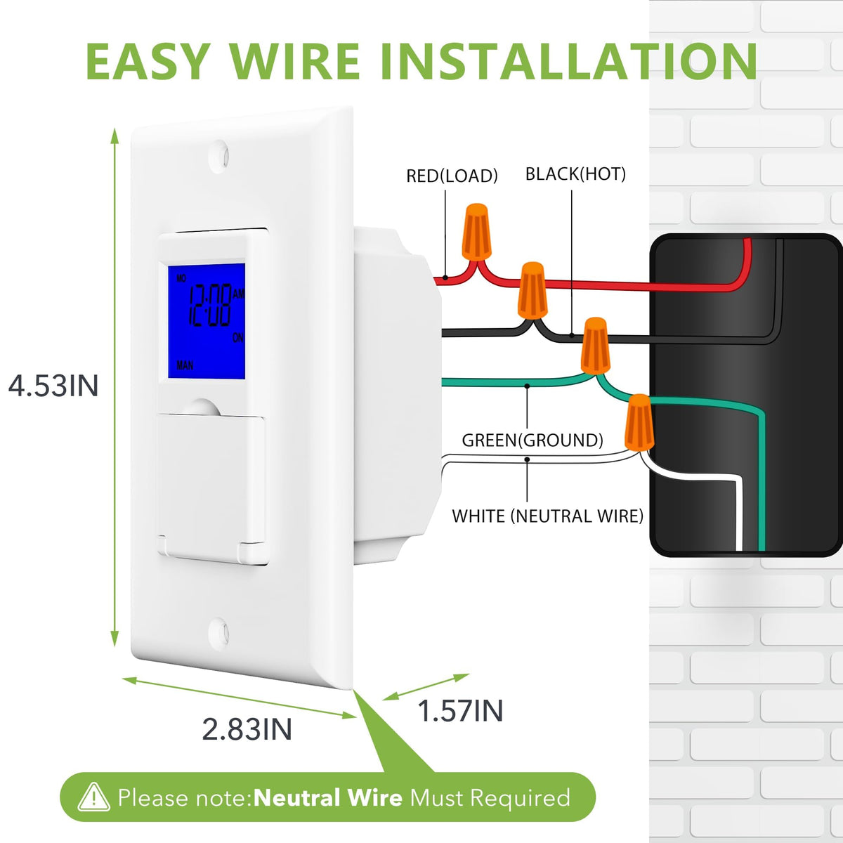 BN-LINK astronomical timer requires a neutral wire for single-pole installation.