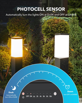 Dusk-to-dawn sensor on BN-LINK transformer enabling automatic outdoor lighting.