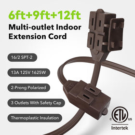 BN-LINK 3-outlet polarized cord powers multiple devices safely.