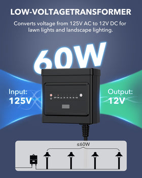 BN-LINK landscape transformer showing photocell timer for outdoor use.
