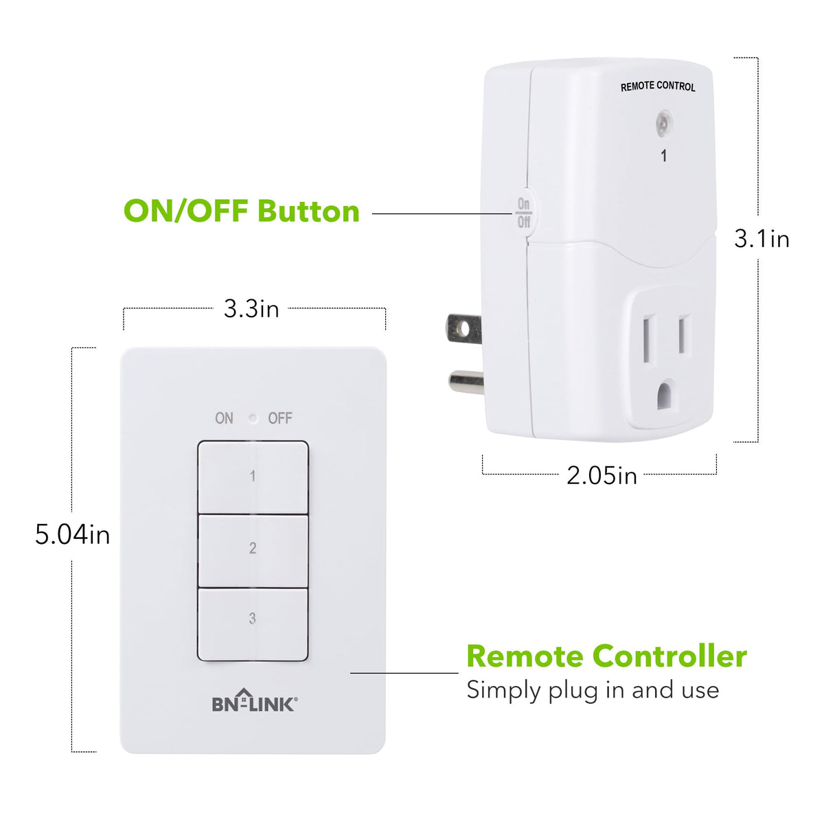 BN-LINK Mini wall-mount remote on wall for easy access