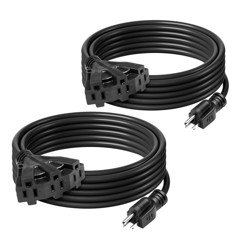 BN-LINK 2-pack outdoor extension cord with three outlets for versatile outdoor power.