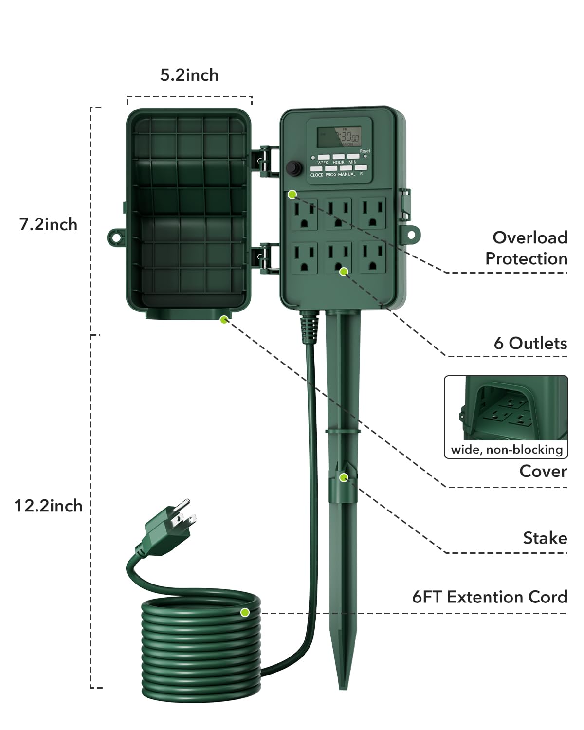 BN-LINK digital dial enables easy scheduling and daylight savings mode.