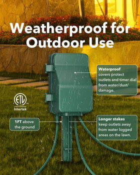 BN-LINK green enclosure blends with landscape for discreet outdoor timing.