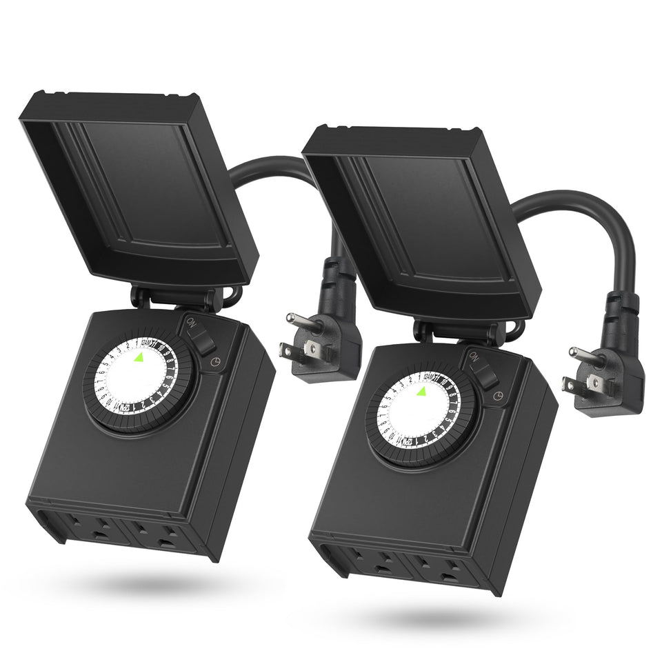 BN-LINK outdoor timer with 48-pin dial for precise 30-minute intervals, ideal for holiday lights.