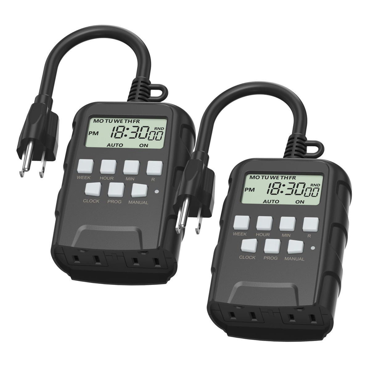 BN-LINK outdoor timer with dual outlets for precise scheduling of lights.