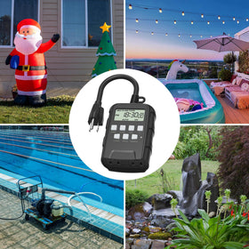 Heavy-duty 5.9-inch cord on BN-LINK timer supports durable outdoor setups.