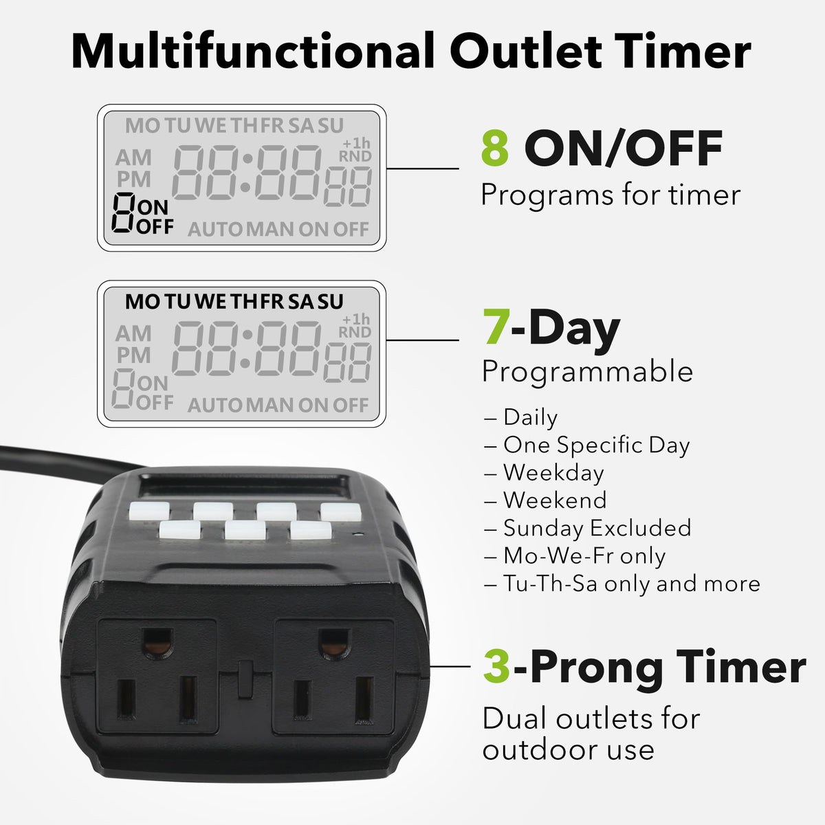 BN-LINK timer in weatherproof housing for outdoor reliability.