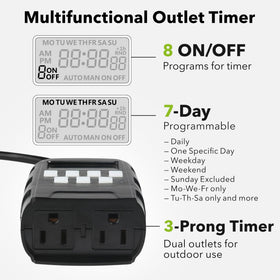 BN-LINK timer in weatherproof housing for outdoor reliability.