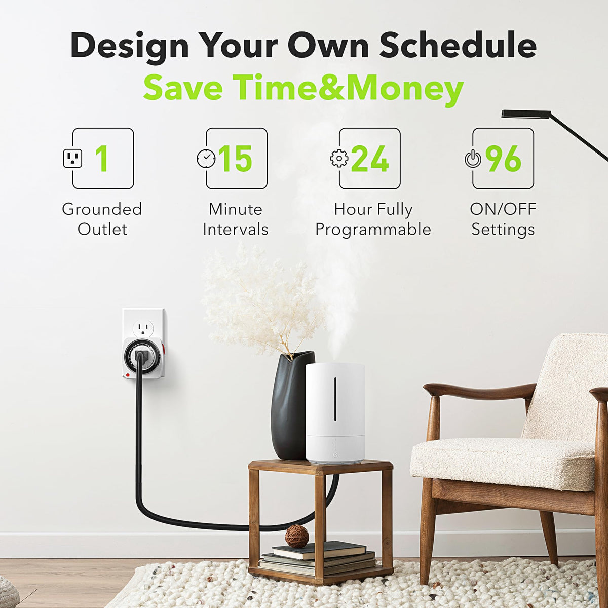 BN-LINK timer pins in ON OFF positions for easy control