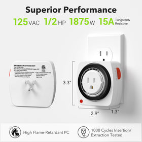 BN-LINK timer compatible with two-prong and three-prong plugs