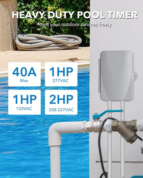 BN-LINK weatherproof shell protects the timer outdoors.