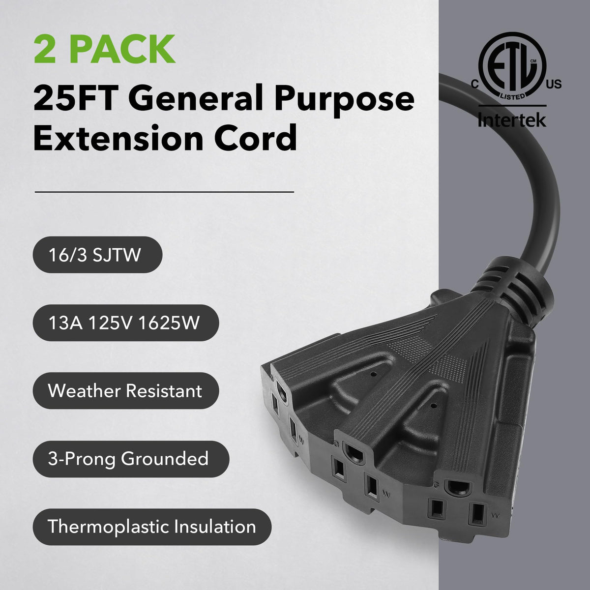 Pure copper core BN-LINK outdoor extension cord powering garden lights and tools.