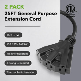 Pure copper core BN-LINK outdoor extension cord powering garden lights and tools.