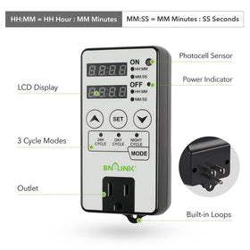 BN-LINK timer outlet ETL-listed for reliable electrical safety.