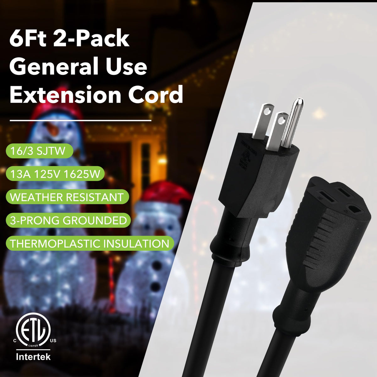 BN-LINK weatherproof 6ft extension cord ready for all-season use