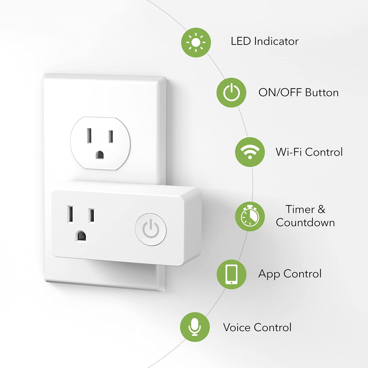 BN-LINK WiFi smart plug in living room setup powering lamps and electronics