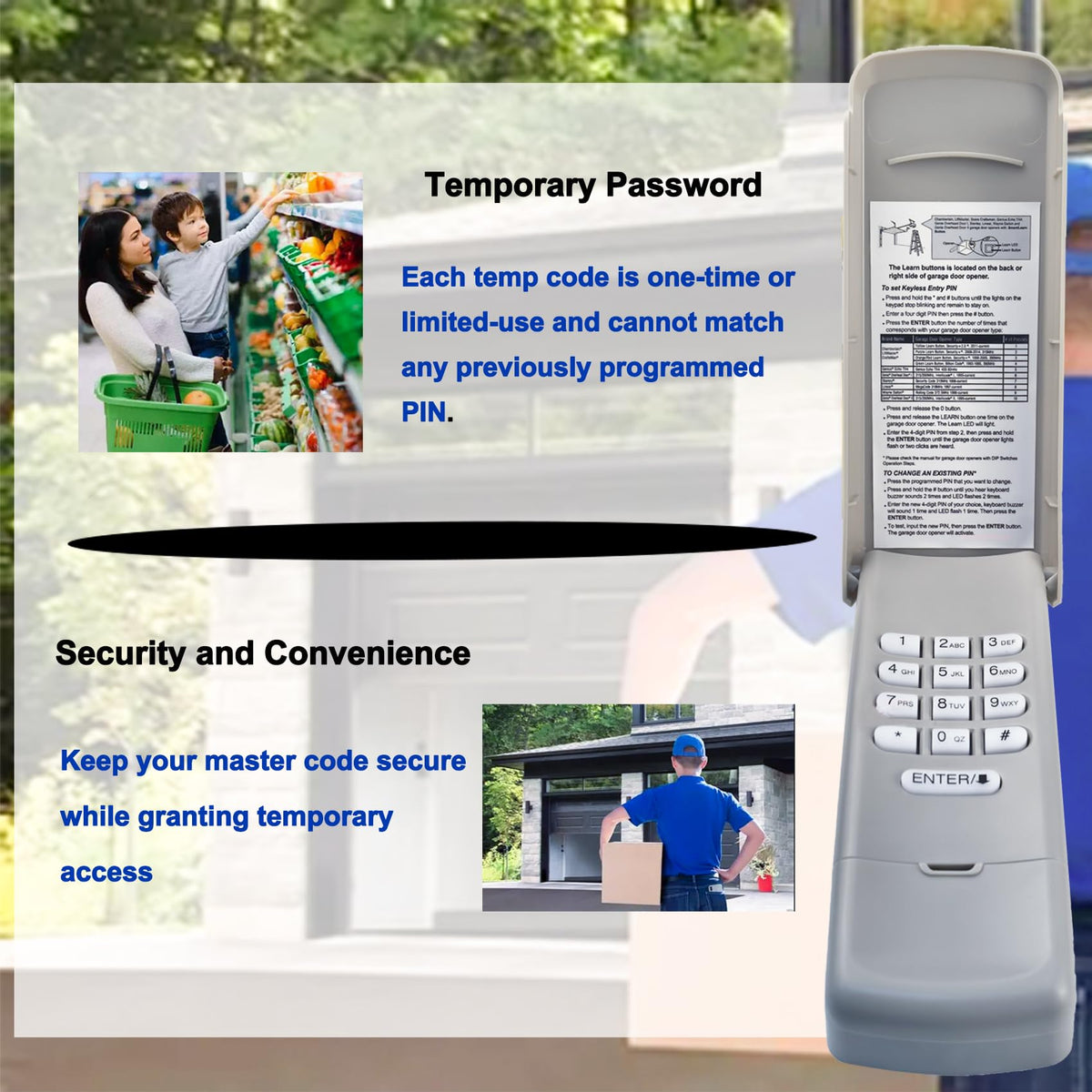 BNRSZ keypad supports controlled access for deliveries and service.