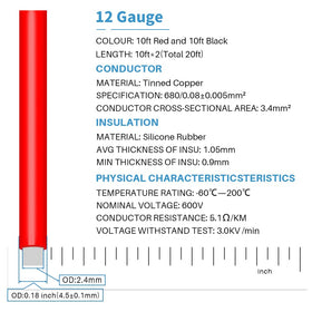 BNTECHGO 12G silicone wire black 10 ft for durable electrical wiring