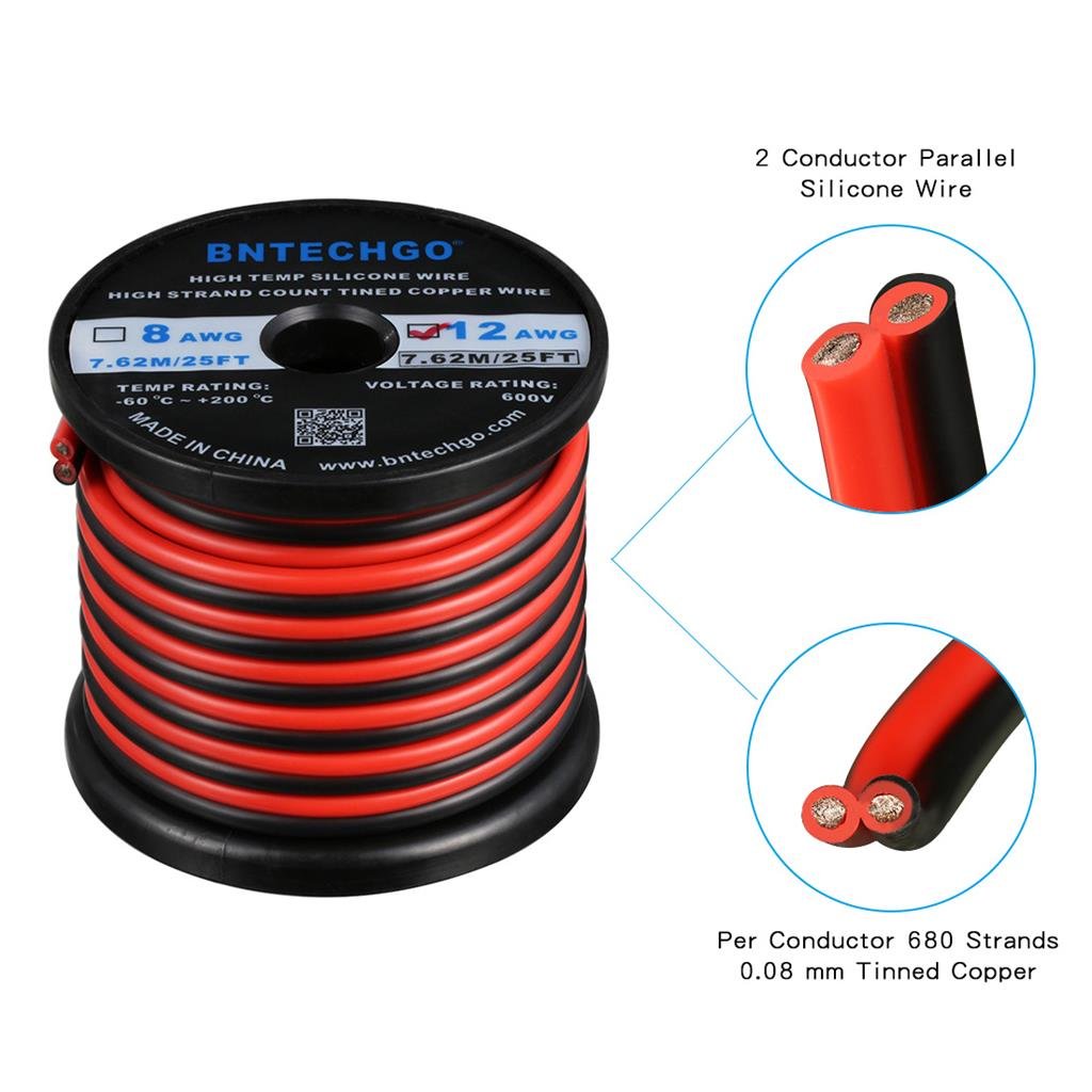 BNTECHGO 2-conductor parallel wire with 680 strands; durable and low resistance
