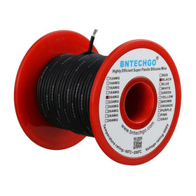 BNTECHGO silicone-wire-spool 100ft black for flexible model planes and DIY electronics.