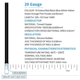 BNTECHGO 20ga silicone wire kit black, tin-plated copper for corrosion resistance during soldering