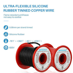 BNTECHGO black 16 AWG silicone wire spool, clean electrical builds for hobbies.