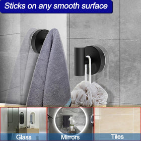 Bntuk shower hooks for glass, mirror, and tile surfaces.