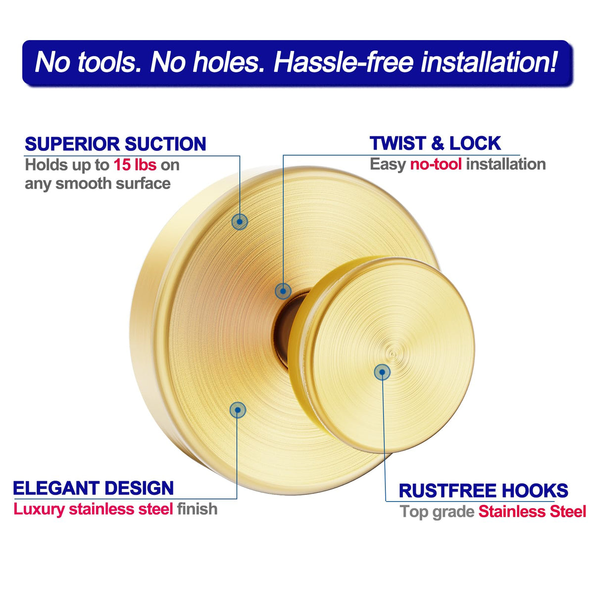 Bntuk suction cup hook setup steps shown on smooth surface