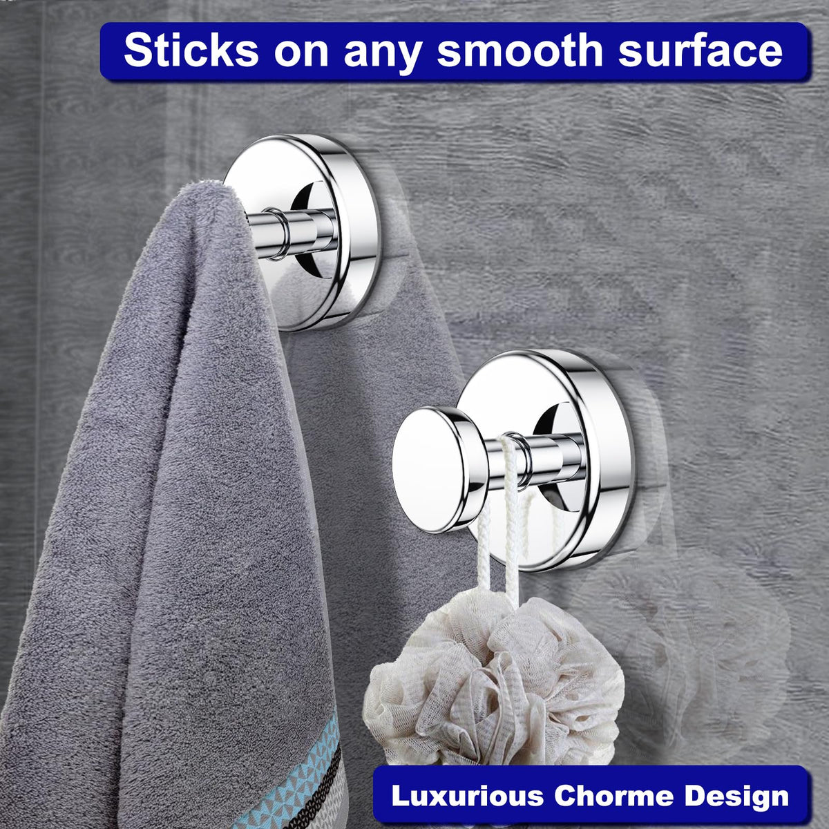 Bntuk suction cup hooks installed on glossy bathroom tiles