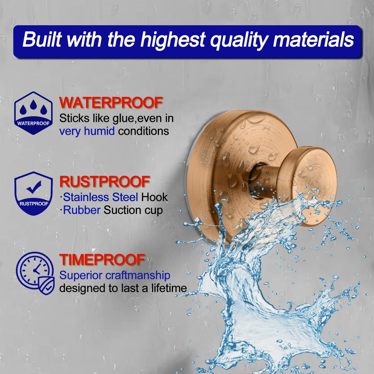 Bntuk shower hook with champagne bronze finish holding towels up to 15 lbs