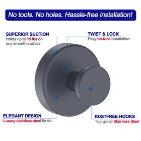 Bntuk hook secures a bathrobe on glass door, convenient.