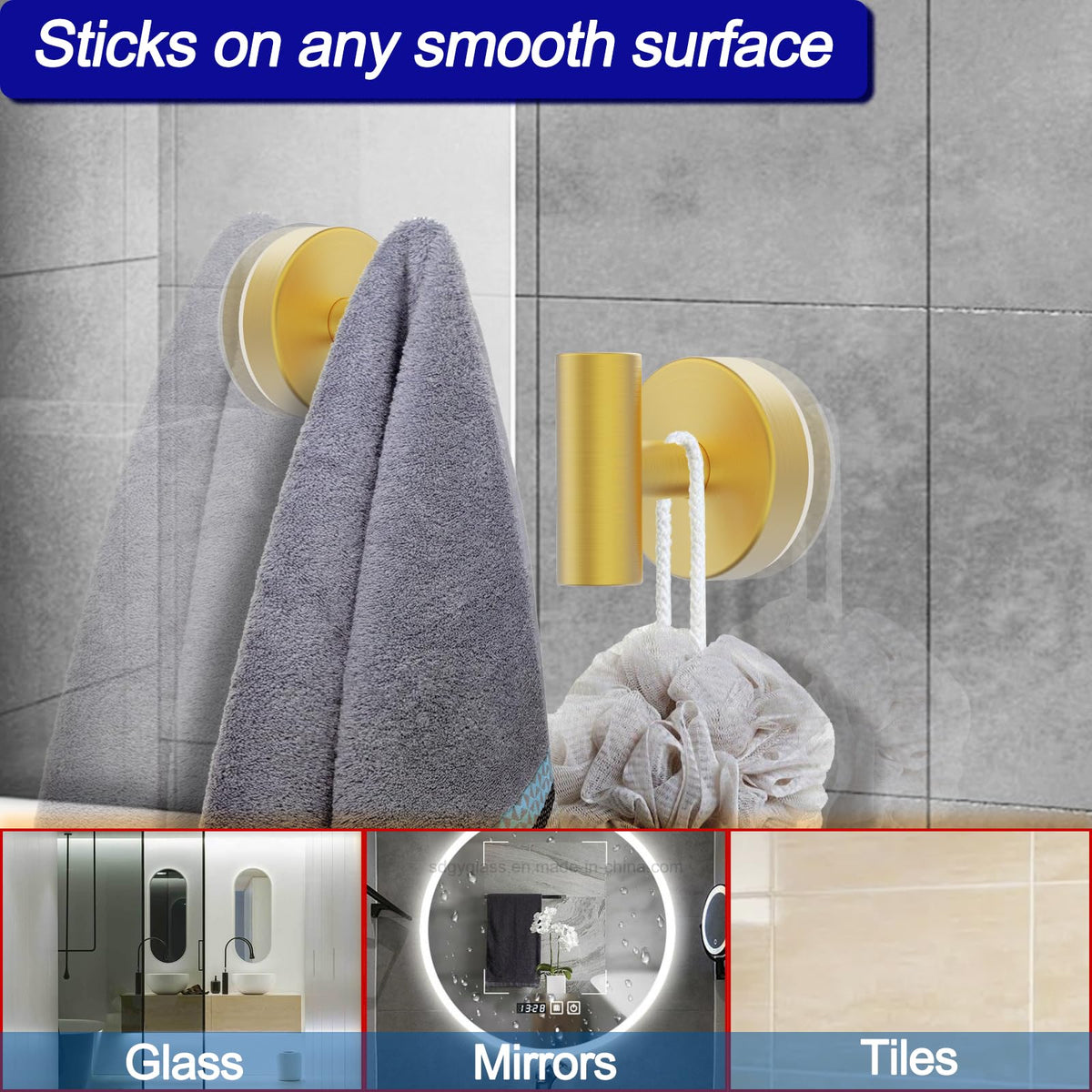 Bntuk stainless steel hook with silicone base for rustproof showers.